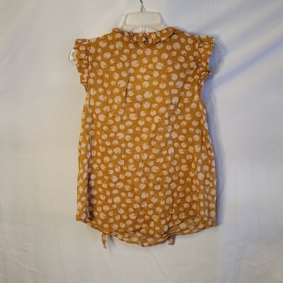 Anthropologie Odille Orange Floral Ruffled Neckline and Cap Sleeve Size P - Picture 5 of 7